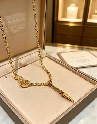 Bvlgari Gold Pendant Drop Necklace – Elegant Luxury Jewelry