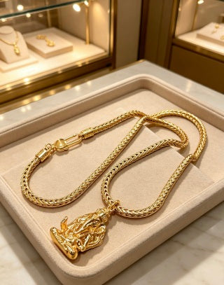 Bvlgari Gold Statement Pendant Chain Necklace – Elegant Luxury Jewelry