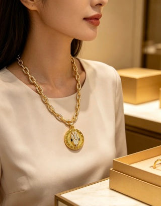 Bvlgari Gold Medallion Statement Necklace – Elegant Luxury Jewelry