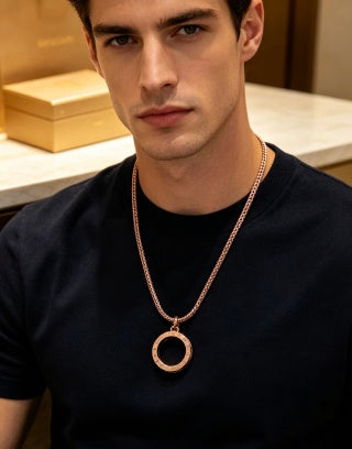 Bvlgari Rose Gold Circle Pendant Necklace – Elegant Luxury Jewelry