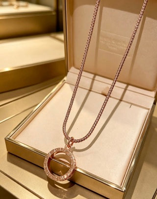 Bvlgari Rose Gold Circle Pendant Necklace – Elegant Luxury Jewelry