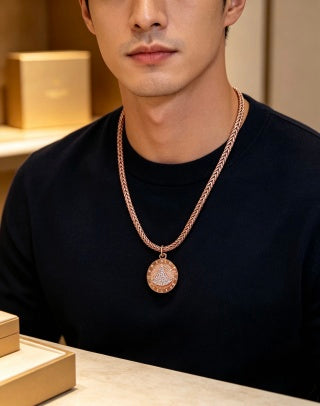Bvlgari Rose Gold Medallion Pendant Necklace – Elegant Luxury Jewelry