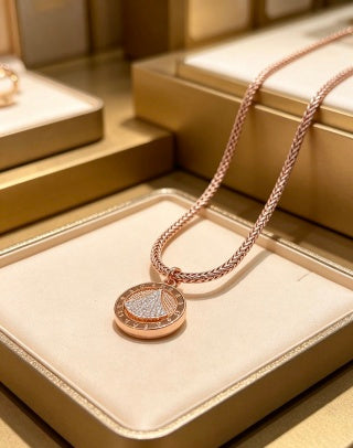 Bvlgari Rose Gold Medallion Pendant Necklace – Elegant Luxury Jewelry