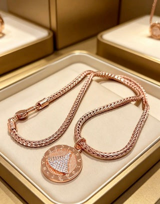 Bvlgari Rose Gold Medallion Pendant Necklace – Elegant Luxury Jewelry