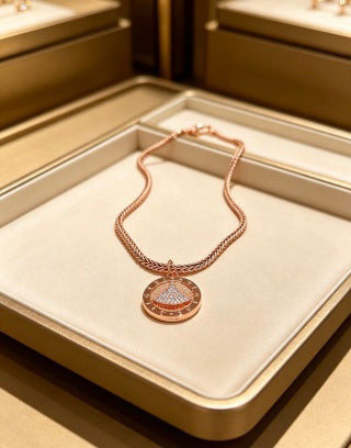 Bvlgari Rose Gold Medallion Pendant Necklace – Elegant Luxury Jewelry
