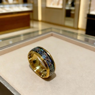 Bvlgari Black Enamel Gold Band Ring – Elegant Luxury Jewelry