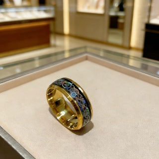 Bvlgari Black Enamel Gold Band Ring – Elegant Luxury Jewelry
