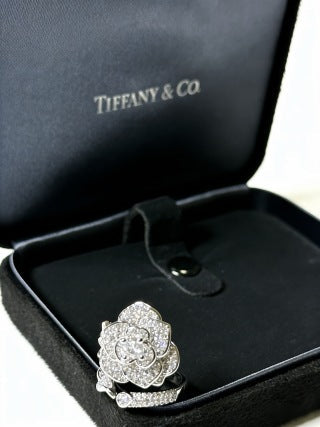 Tiffany Diamond Floral Cluster Ring – Elegant Pavé Diamond Statement Ring
