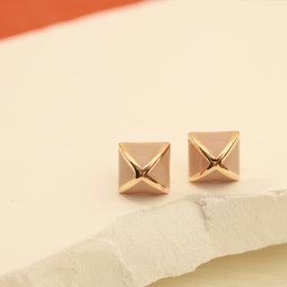 Hermès Rose Gold Geometric Pyramid Stud Earrings