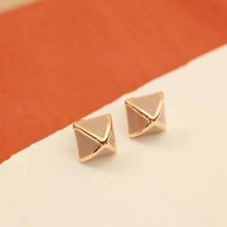 Hermès Rose Gold Geometric Pyramid Stud Earrings