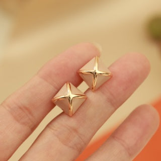 Hermès Rose Gold Geometric Pyramid Stud Earrings