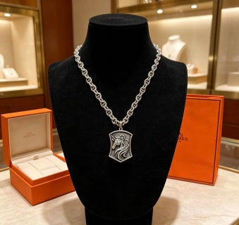 Hermès Equestrian Shield Medallion Necklace