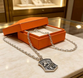 Hermès Equestrian Shield Medallion Necklace