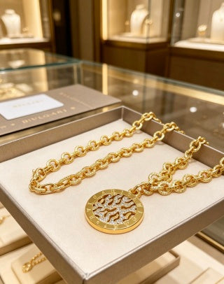 Bvlgari Gold Medallion Pendant Necklace – Elegant Luxury Jewelry