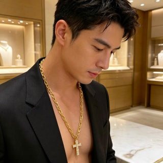 Bvlgari Gold Cross Pendant Chain Necklace – Elegant Luxury Jewelry
