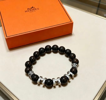 Hermès Obsidian Pearl Link Beaded Bracelet
