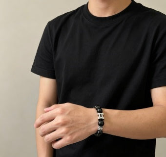 Hermès Obsidian Pearl Link Beaded Bracelet