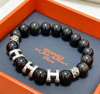 Hermès Obsidian Pearl Link Beaded Bracelet