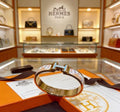 Hermès White Enamel Signature Hinge Bracelet
