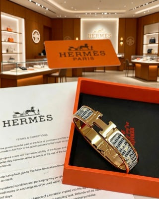 Hermès Lizard Leather Contrast Edge Bracelet