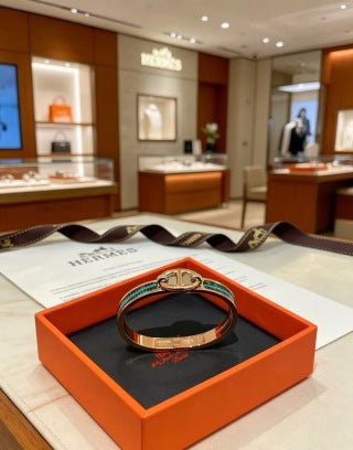 Hermès Lizard Leather Signature Toggle Bracelet