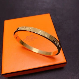 Hermès Engraved Signature Slim Cuff Bracelet