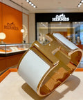 Hermès White Enamel Wide Cuff Bracelet 33mm