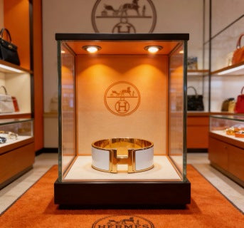 Hermès White Enamel Wide Cuff Bracelet 33mm