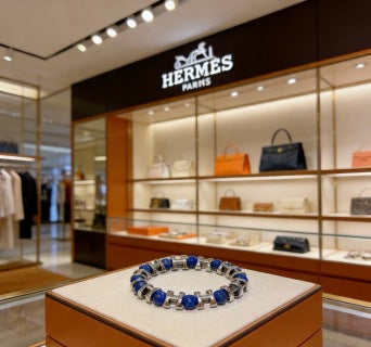 Hermès Azure Stone Beaded Link Bracelet