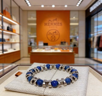 Hermès Azure Stone Beaded Link Bracelet
