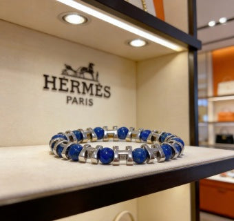 Hermès Azure Stone Beaded Link Bracelet