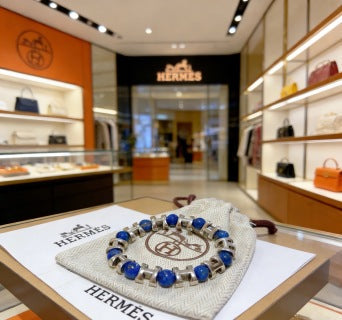 Hermès Azure Stone Beaded Link Bracelet
