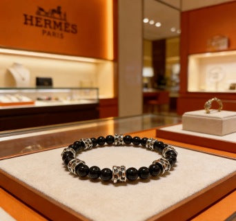 Hermès Obsidian Bead Signature Bracelet