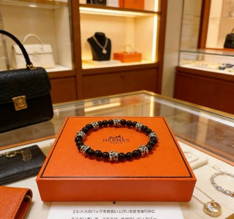 Hermès Obsidian Bead Signature Bracelet