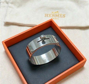 Hermès Silver Signature Lock Cuff Bracelet