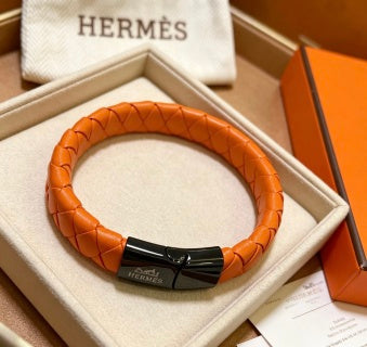 Hermès Woven Leather Signature Clasp Bracelet