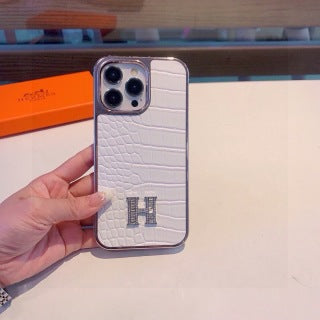 Hermès Crocodile Texture H Emblem Phone Case
