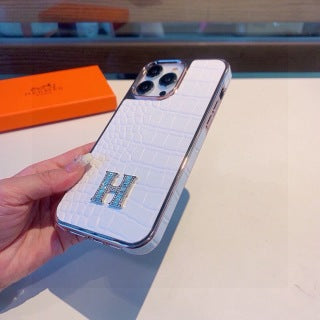 Hermès Crocodile Texture H Emblem Phone Case