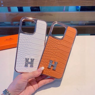 Hermès Crocodile Texture H Emblem Phone Case