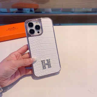 Hermès Crocodile Texture H Emblem Phone Case