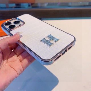 Hermès Crocodile Texture H Emblem Phone Case