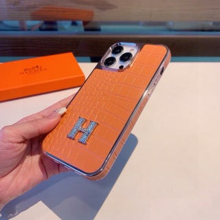 Hermès Crocodile Texture H Emblem Phone Case