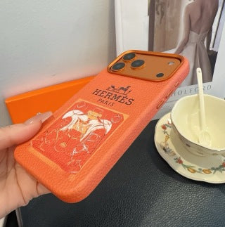 Hermès Heritage Print Leather Phone Case