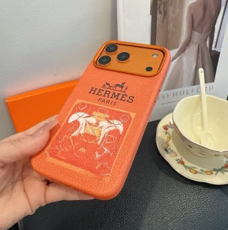 Hermès Heritage Print Leather Phone Case