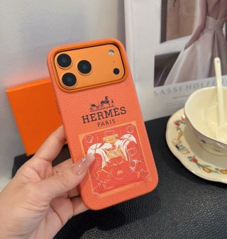 Hermès Heritage Print Leather Phone Case