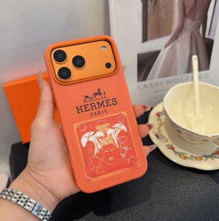 Hermès Heritage Print Leather Phone Case