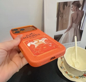 Hermès Heritage Print Leather Phone Case