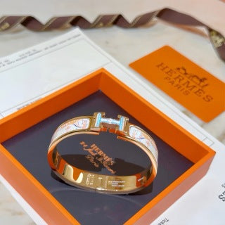 Hermès Blue Accent Clic H Leather Bracelet