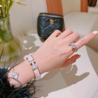 Hermès Blue Accent Clic H Leather Bracelet