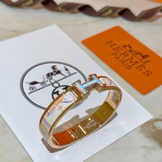 Hermès Blue Accent Clic H Leather Bracelet